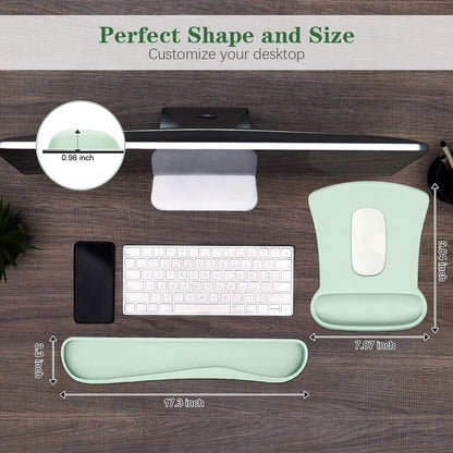 Ergonomic Wrist Rest Support for Mouse Pad and Keyboard Set, Comfortable Memory Foam Keyboard Pad and Soft Gel Mouse Pad, Easy Typing and Pain Relief for Gaming, Office, Laptop, Apricot