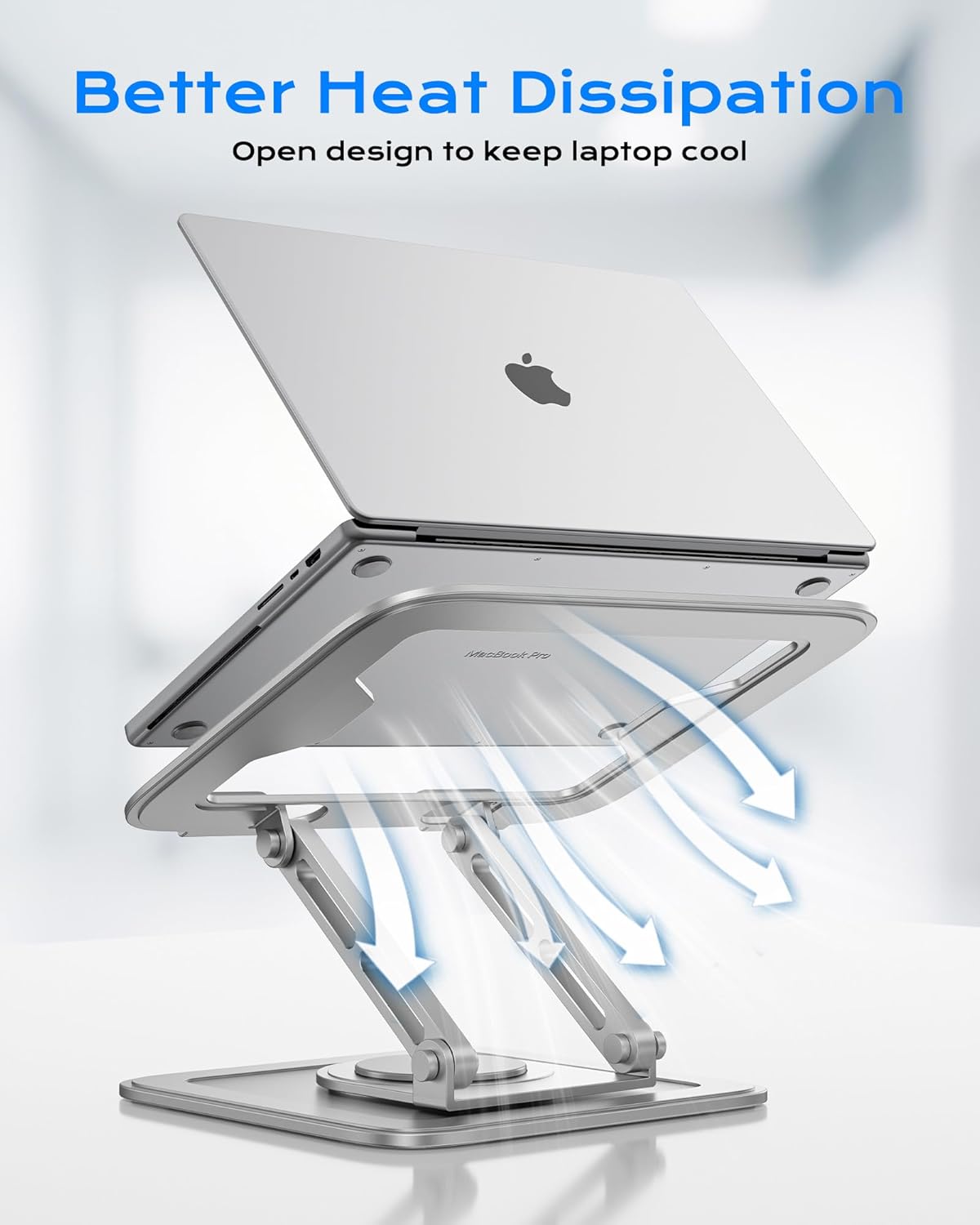 LOXP Adjustable Laptop Stand, Computer Stand with 360 Rotating Base, Ergonomic Laptop Riser Mount for Desk Foldable Protable Computer Desk Fits with MacBook Pro Air (10-16") - Black