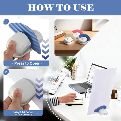 3 Pcs Paper Holder Stand for Typing – Non-Slip Desktop Document Holder with Anti-Slip Pads, Foldable Portable Copy Stand for A4 Paper, Office Reading & Writing (White, Blue, Red)
