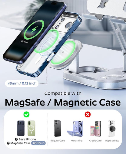 65W 5 in 1 Charging Station for Apple Multiple Devices, with 30W Fast Wired Charging Stand for iPad/Tab, Foldable Wireless Charger Design for Magsafe Charger for iPhone 17 16/Apple Watch/AirPods4