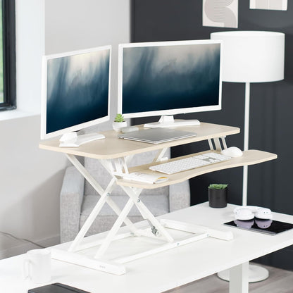 VIVO 26 inch Desk Converter, K Series, Height Adjustable Sit to Stand Riser, Dual Monitor and Laptop Workstation with Keyboard Tray, Black, DESK-V026KB