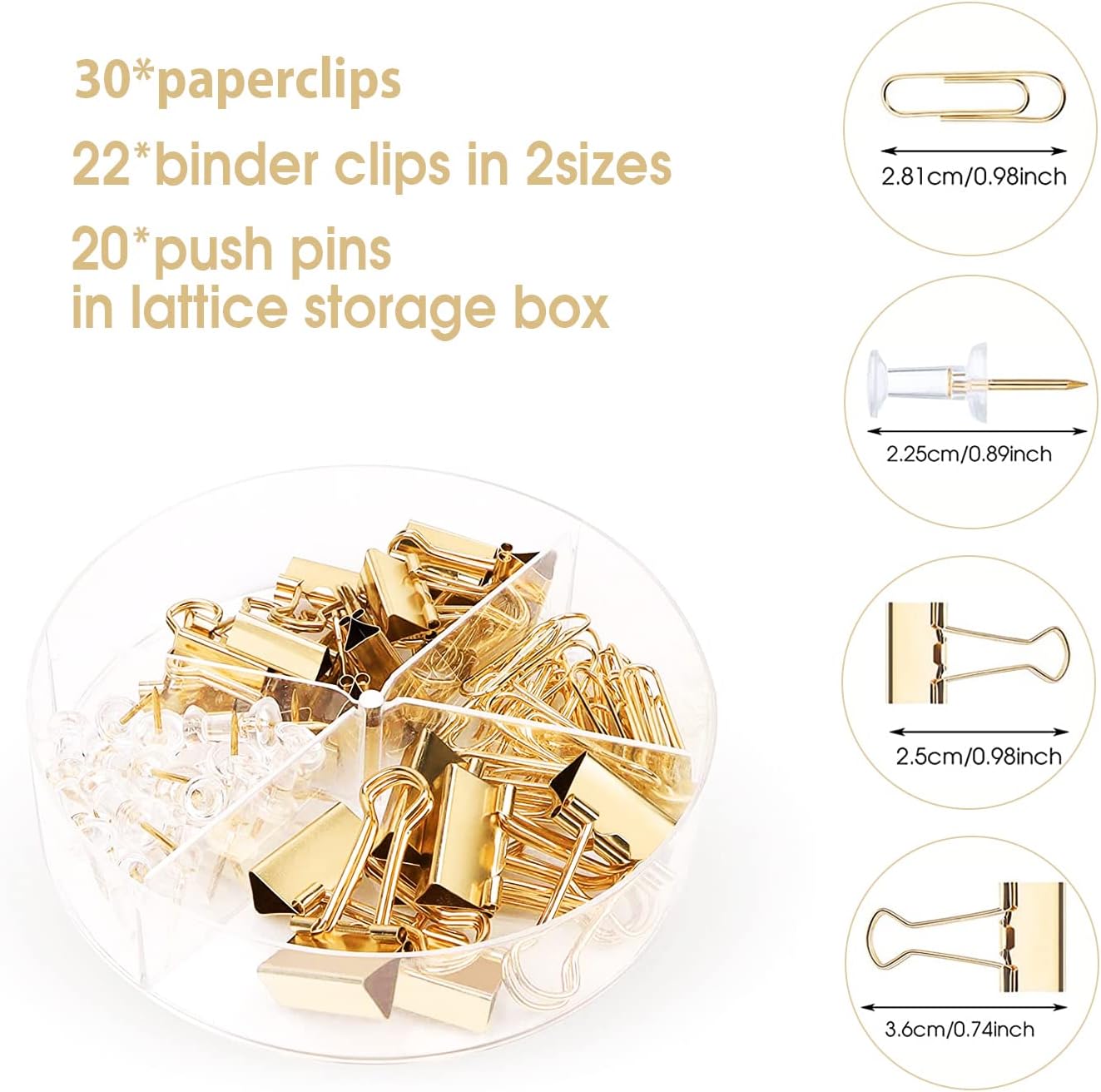 KAAKOW Gold Desk Organizers and Accessories Office Supplies Set Stapler, Pen Holder, Phone Holder, Scissors, Pen, Ruler, 30 Paper Clips, 22 Binder Clip, 20 Tacks and 1000pcs Staples (Gold)