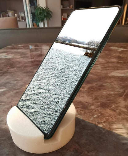 fashciaga Marble Cell Phone Stand Holder for Cellphone Tablet On Desk, Countertop, Table, Nightstand. Heavy Solid Real Stone Mobile Phone Stands (Pink)