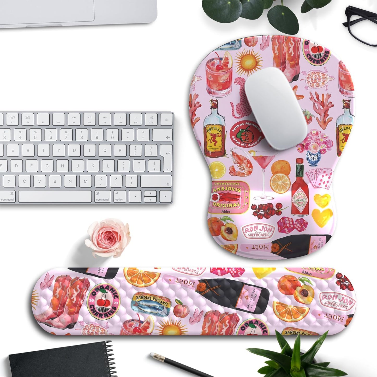 Ghost Book Mousepad with Wrist Rest Halloween Computer Keyboard Mouse Pad Black Cute, Mouse Pad with Wrist Rest for Computer Keyboard, 2 In1 Mousepad with Wrist Support Easy Typing&Relieve Wrist Pai