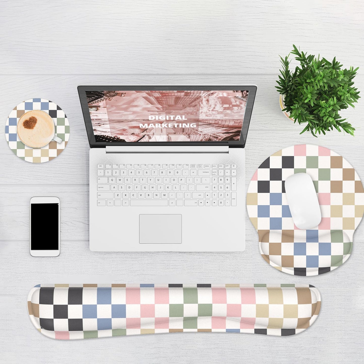 Ergonomic Mouse Pad with Wrist Rest and Keyboard Wrist Rest, Memory Foam Wrist Rest for Computer Keyboard, Easy Typing, Pain Relief, Mouse Pad Wrist Support for Gaming,Office, Laptop, Black Flower