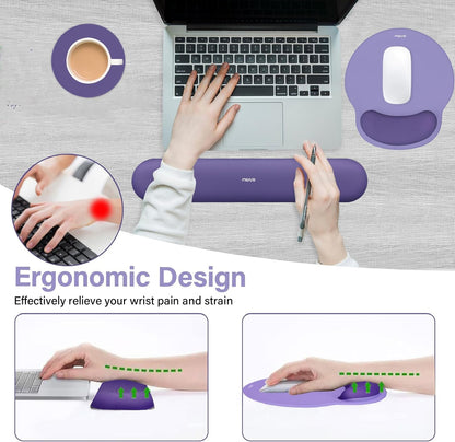 MOSISO Wrist Rest Support for Mouse Pad&Keyboard Set, Circle Curved Ergonomic Mousepad&Coaster Non-Slip Base Home/Office Pain Relief&Easy Typing Pad with Soft Cloth&Silicone Lining, Antique Green