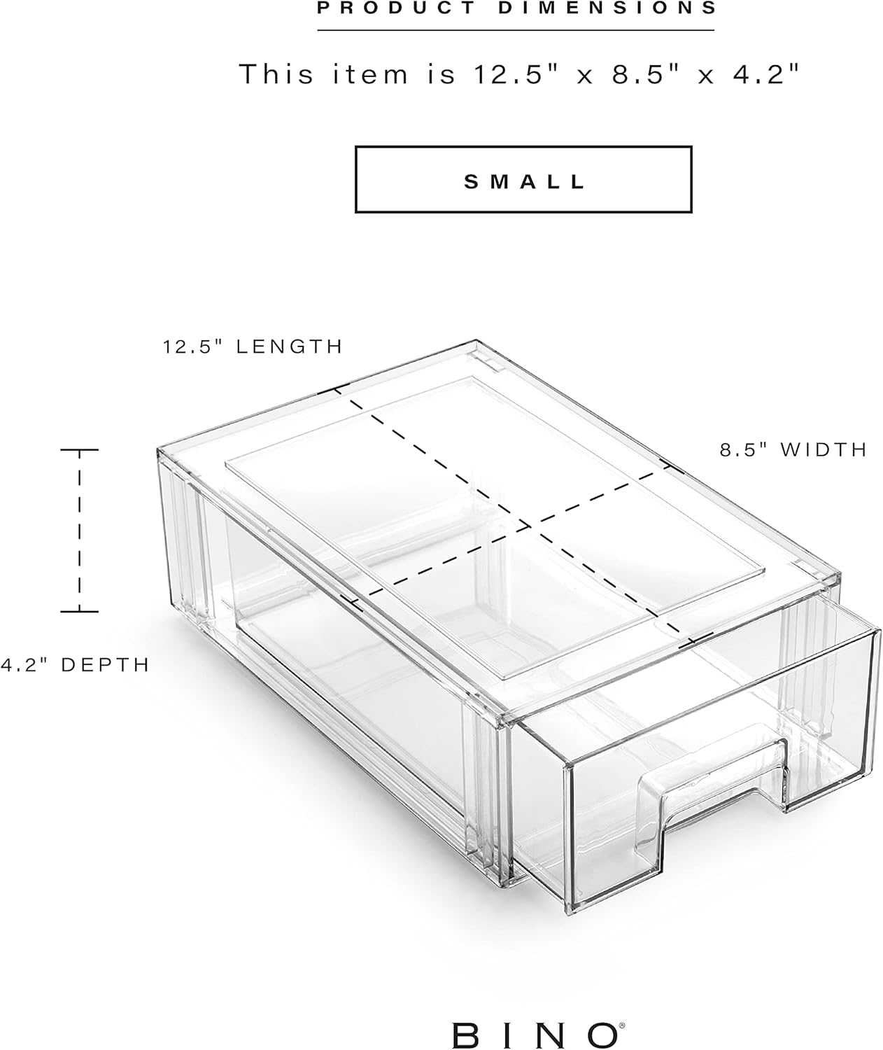 BINO | Stackable Storage Drawers, Shallow X-Large - Clear | THE CRATE COLLECTION | Storage Bins With Drawers Bathroom Organizers and Storage Organization and Storage Under Sink Organizer Vanity Home