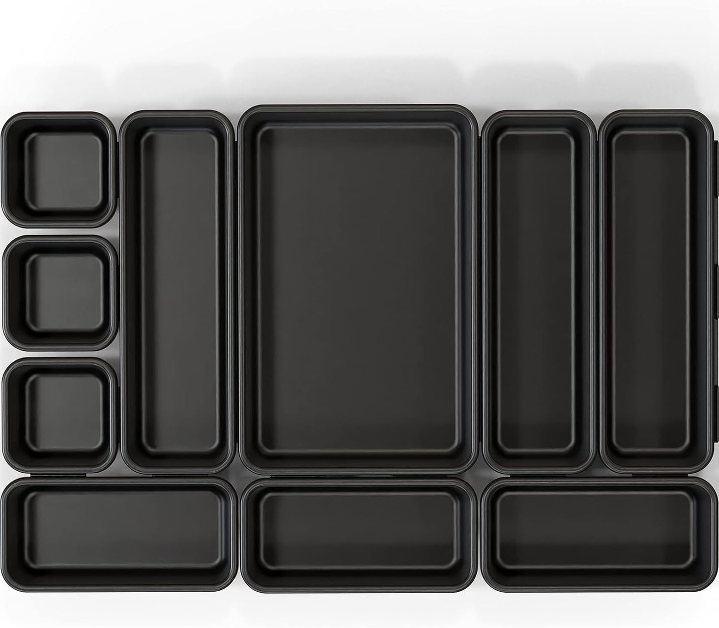Simple Houseware Interlocking Desk Drawer Bins Organizer, 10 Packs, Black