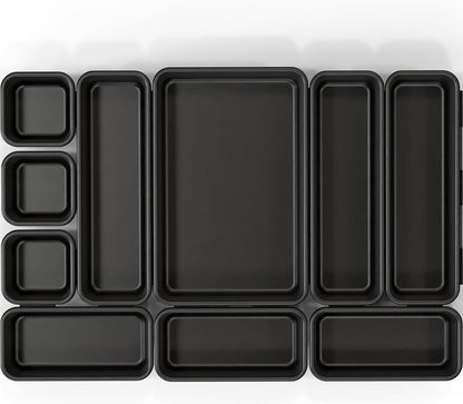Simple Houseware Interlocking Desk Drawer Bins Organizer, 10 Packs, Black