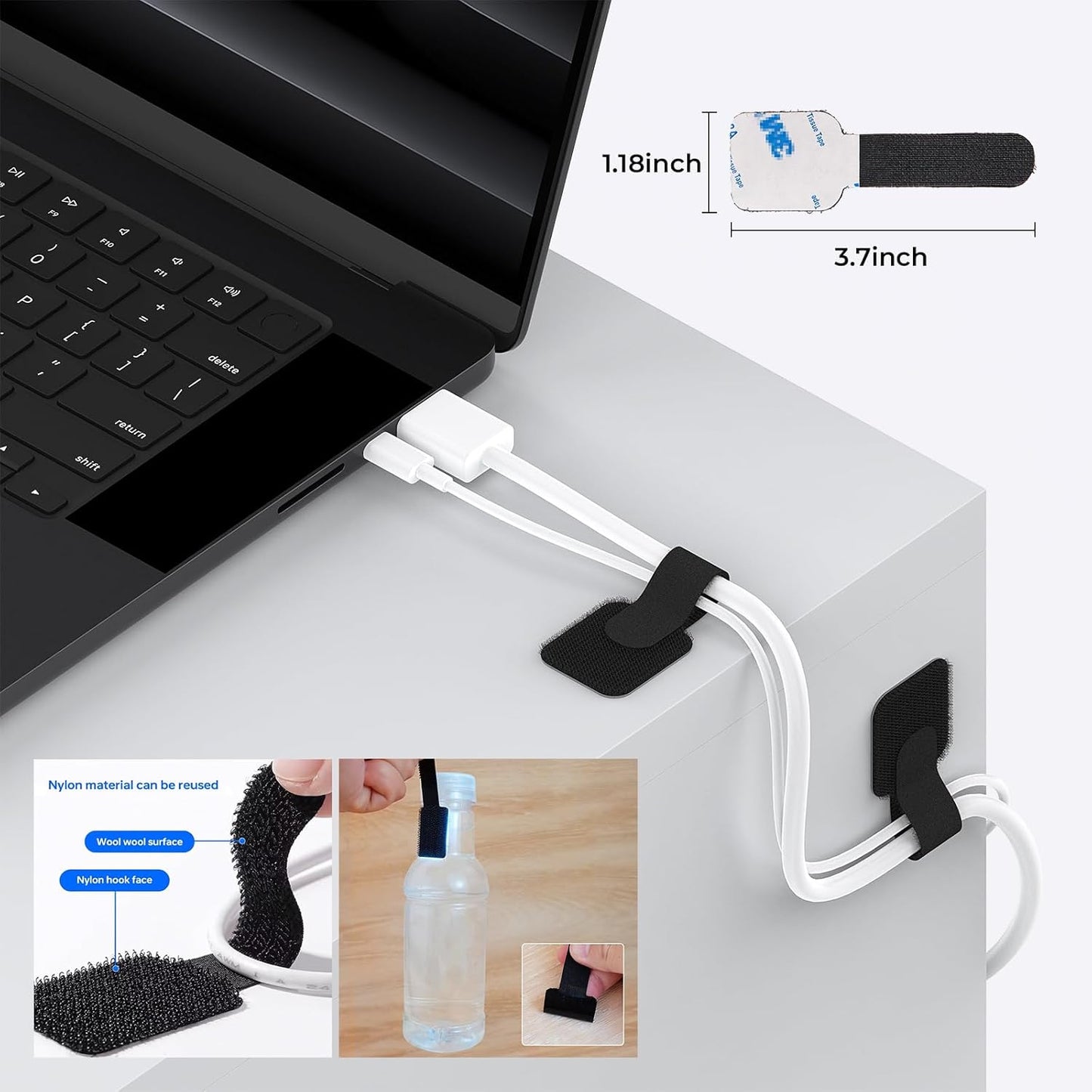 Cable Management Organizer Kit, Desk Cable Organizer, Cable Management Under Desk, Wire Management and Cord Organizer for Home, Office, Standing Desk