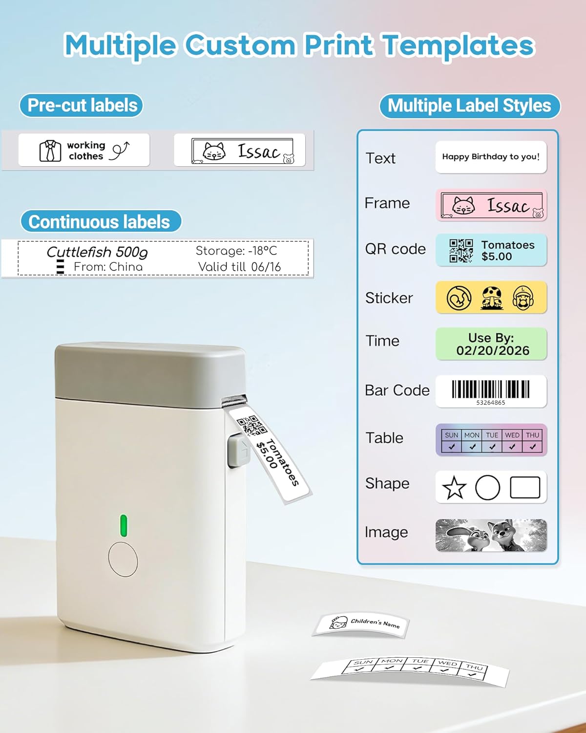 ORGBRO Label Maker Machine with Tape, X1 Portable Bluetooth Mini Label Printer, Support Pre-Cut & Continuous Label, Wireless Small Label Makers with Versatile App for School Home Office Organization