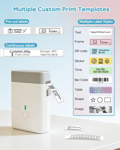 ORGBRO Label Maker Machine with Tape, X1 Portable Bluetooth Mini Label Printer, Support Pre-Cut & Continuous Label, Wireless Small Label Makers with Versatile App for School Home Office Organization