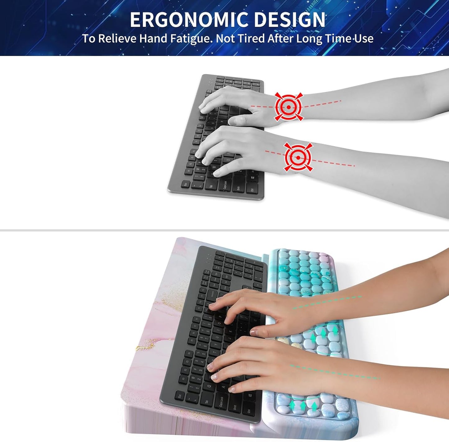 Keyboard Stand for Desktop, Keyboards Wrist Rest, Ergonomic Keyboards Holder for Easy Typing Working, Wrist pad for Keyboards with Comfortable Wrist Rest for Keyboard Pink