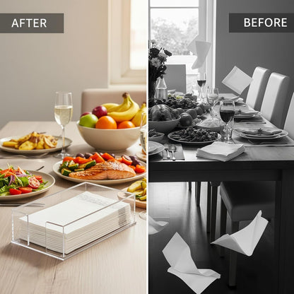Cididu 2 Pack Acrylic Napkin Holder for Table, Clear Guest Paper Hand Towel Holder for Bathroom Countertop, 0.12'' Thickness Paper Napkin Dispenser Organizer Tray for Parties, Weddings, Party, Hotel
