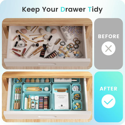 【Military Grade】A-LuGei Drawer Organizer, 【𝟱𝗦𝗶𝘇𝗲】 Makeup organizer, 【Holds 177 Items】 Bathroom Organizers and Storage, Organization and Storage, Desk Drawer Organizer for Bathroom Vanity