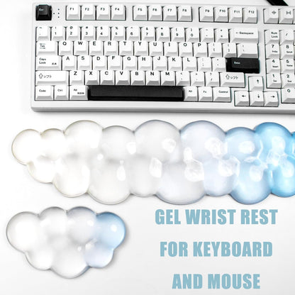 Gel Keyboard and Mouse Wrist Rest Set – Clear Cloud Wrist Rest for Computer Keyboard 60%/68%/75%, Comfort & Support for Typing and Gaming(Purple Green)
