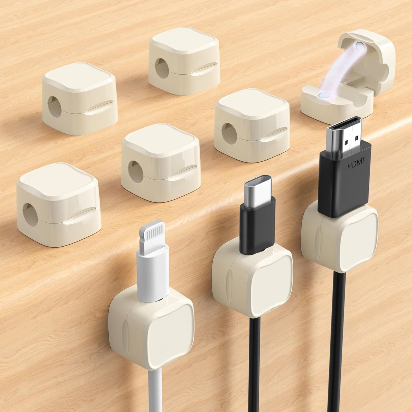 Magnetic Cable Clips, Adjustable Cord Holder Management, Adhesive Wire Keeper Organizer for Home Office Desk Phone PC Car Wall Desktop Nightstand Appliance (9-Pack Black Crystal)