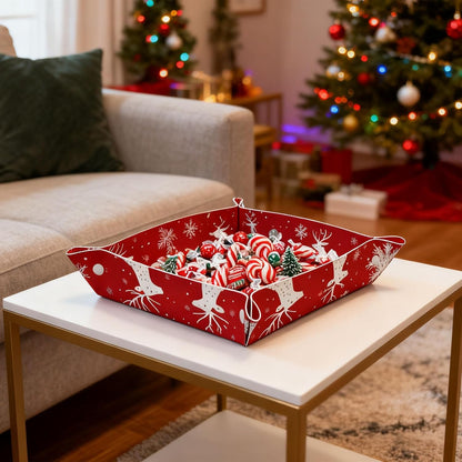 Tray Leather Valet Tray Forest Tree Reindeer Catchall Trays Key Organizer Night Stand Organizer Bedside Vanity Trays Decor for Entryway Table