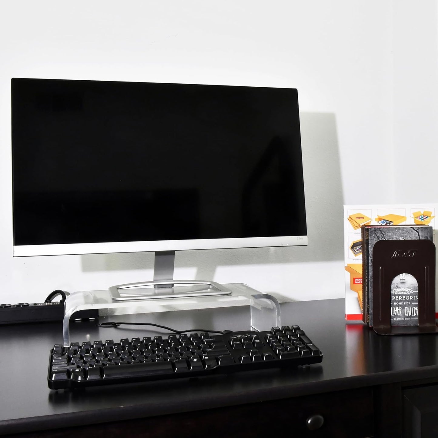 AMT Premium Acrylic Monitor Stand, Clear, Monitor Riser for Laptop/PC/Multimedia Monitor/Printer Stand for Home Office (Small - 2 Pack)