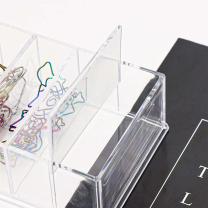 NatSumeBasics Clear Drawer Organizer 6-Section Desk Compartment Acrylic Tray Holder, 3.3" Width not for Storage Credit Cards Business Card, Office Accessories Supplies (Small)