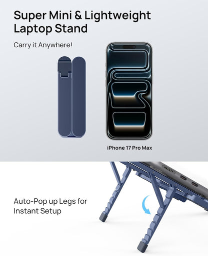 SODI [Ultra Compact] Foldable & Portable Laptop Stand for Desk, Lightweight Tablet Stand for Business Travel, Library, Cafe, 6 Level Height Ergonomic Aluminum Computer Holder for 10-16" Laptops