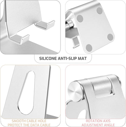 Adjustable Aluminum Alloy Cell Phone Stand, Tabletop Metal Phone Holder,Desktop Phone Dock,Smartphone Cradle,Gold