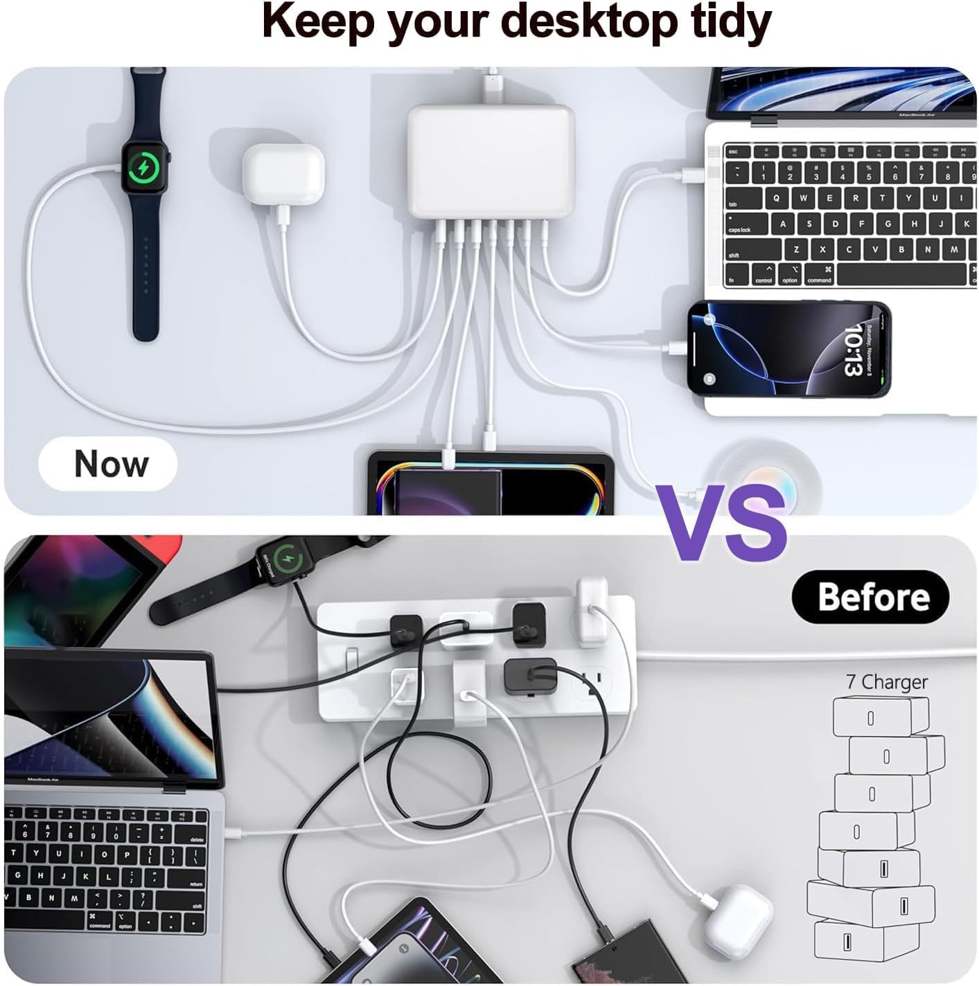 USB Charging Station 50w10A 12 Ports Multiple Charging Block, USB C Strip for iPhone 13/14/15/16/17/Smartphone/Tablet/Watch/Headphones and Multiple Charger Plug