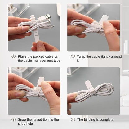 4 Pcs Cable Organizer with 40 Pcs Wire Ties, PlasticCord Storage Box with Clear Lid Electronics Cable Box for Home Office Supplies, Desk Organizers Accessories