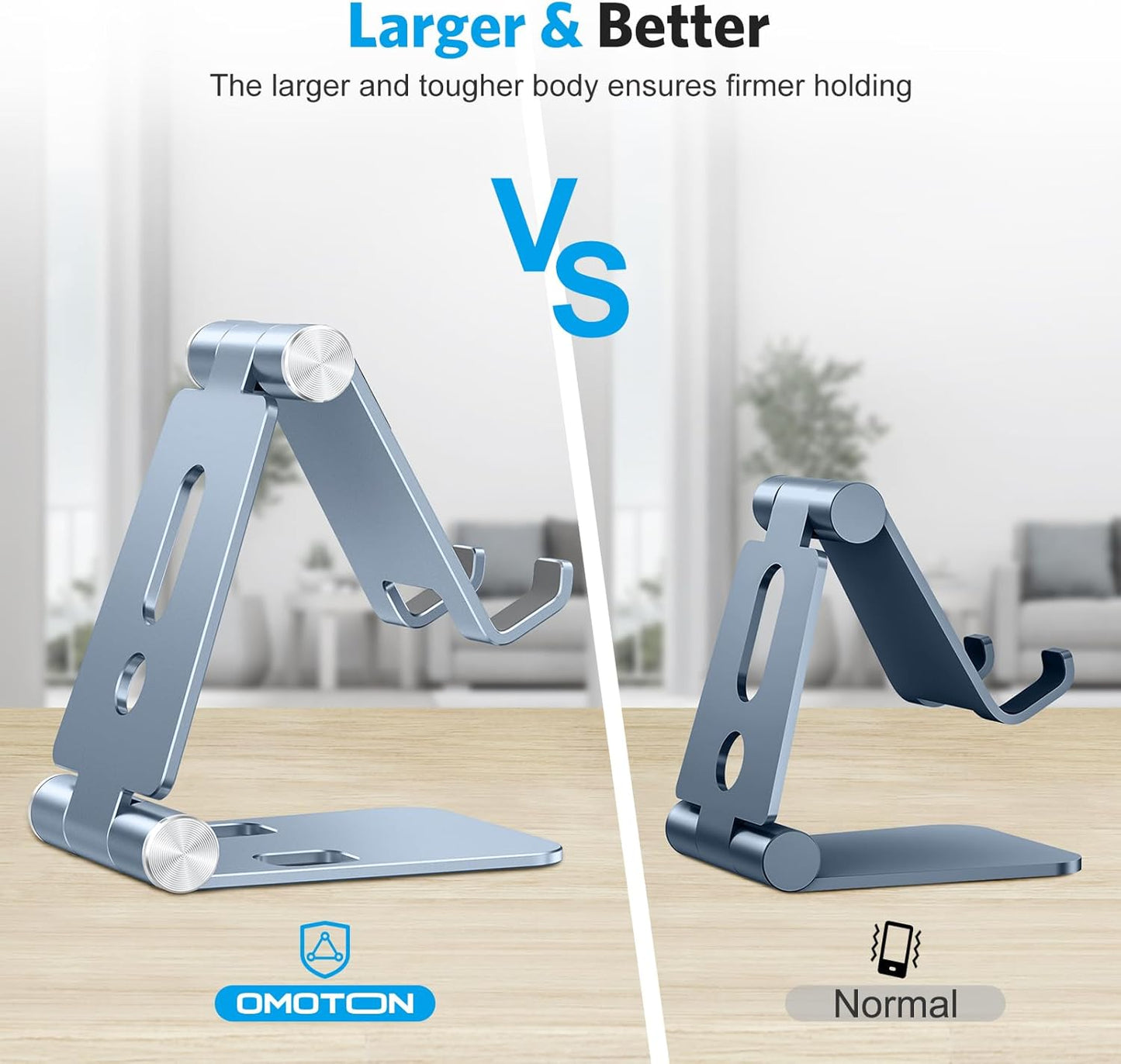 OMOTON Foldable Cell Phone Stand, C4 Portable Aluminum Phone Holder, Adjustable Phone Dock Cradle Compatible with iPhone 17/16/15 Pro Max Air, Samsung Galaxy, Small Tablets, All Smart Phones, Silver