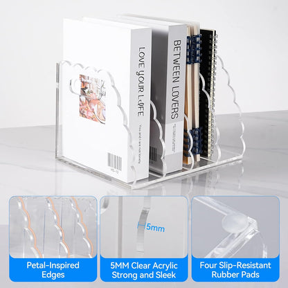 Adevar Clear Acrylic Magazine File Holder 4 Vertical Magazine File Organizer Binder Book Holder for Desk Acrylic Desk Organizer Clear Office Racks & Displays for Office Home Classroom