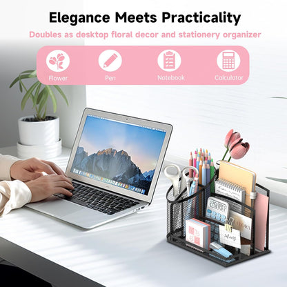 SUPEASY Mail Organizer for Desk, Mesh Metal Mail Holder Countertop with 3-Slot, Letter Sorter File Holder, Office Envelope Organizer for Mails (Black)