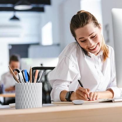 Pencil Holder - 360° Rotation, 5 Slot Desk Supplies For Women Office Aesthetic. Pen Holder For Office&School, Desk Accessories(Blue)