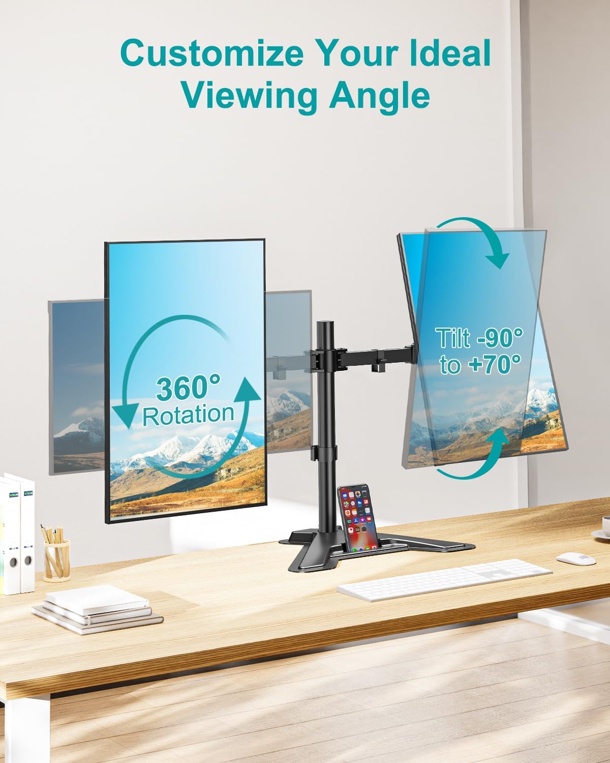 MOUNT PRO Single Monitor Stands Fits 13-32 inch/17.6 lbs Screen, Free-Standing Computer Monitor Mount for Desk, Display Standing with Adjustable Height/Tilt/Swivel/Rotation, VESA 75x75 100x100