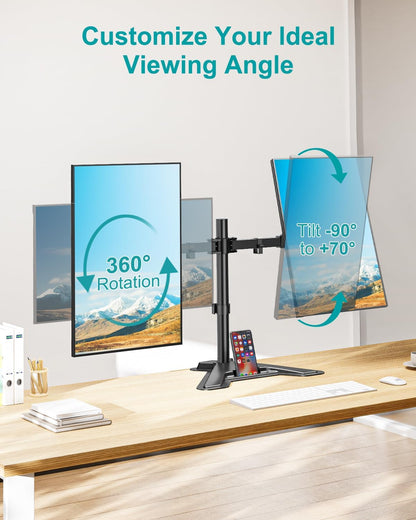 MOUNT PRO Single Monitor Stands Fits 13-32 inch/17.6 lbs Screen, Free-Standing Computer Monitor Mount for Desk, Display Standing with Adjustable Height/Tilt/Swivel/Rotation, VESA 75x75 100x100