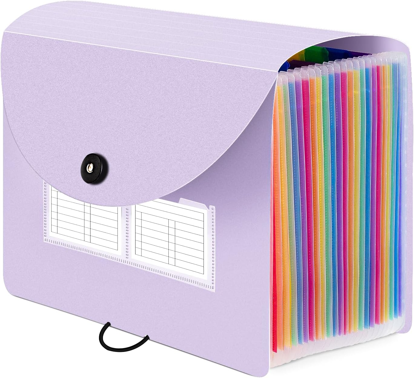 Sooez 24 Pockets Expanding File Folder with Blank Labels, According File Organizer with Expandable Cover, Desktop Accordion Folders Letter A4 Paper Document Storage Organizer, White