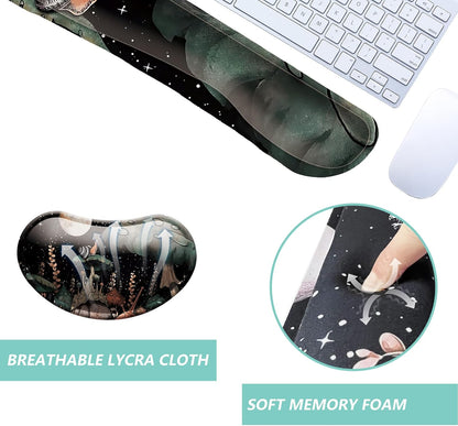 Keyboard Wrist Rest Mouse Wrist Support Set, Memory Foam Wrist Rest Pad for Computer Laptop Keyboard Mouse, Ergonomic Wrist Cushion Support for Typing Pain Relief, Gaming Home Office, Purple
