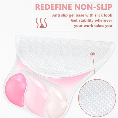 AKIT Ergonomic Mouse Pad with Wrist Rest& Keyboard Wrist Rest, Wrist Rest for Computer Keyboard, Pain Relief, Non-Slip Gel Base, Mousepad Wrist Support for Gaming, Office, Waterdrop Shaped Pink