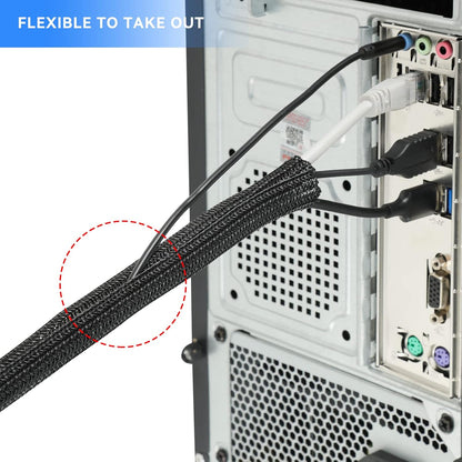 AGPTEK White Cable Sleeve, 2 Pack 5ft - 1.2 Inch Cable Management, Desk Cord Cover Organizer Wire Hider for Computer TV Wire Loom Tubing, Pet Proof Cord Protector from Cat Dog Chewing, White