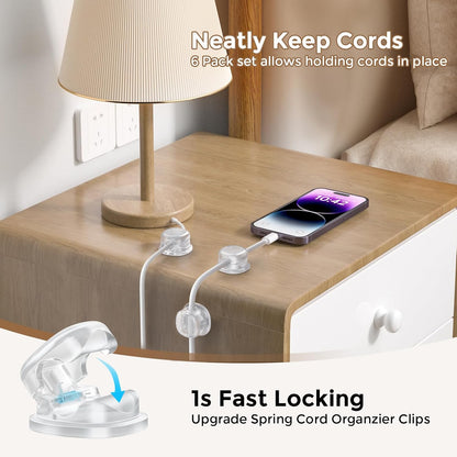 AhaStyle 6 Pack Magnetic Cable Organizer [1s Lock] Cord Holders Clips Strong Adhesive Cord Keeper [Smooth Adjustable] Hide Wire Cord Organizer for Nightstand Kitchen Car Office (Lavender)