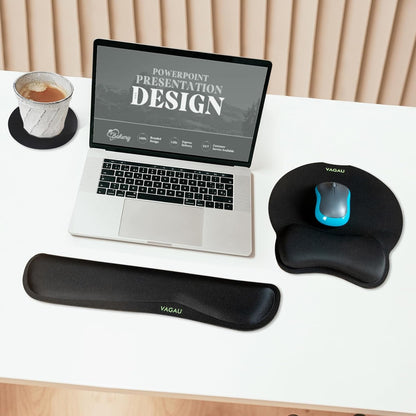 Comfy Mee Premium Memory Foam Keyboard and Mouse Wrist Rest Pads Set- for Comfortable Typing &Wrist Pain Relief (Pack of 2)