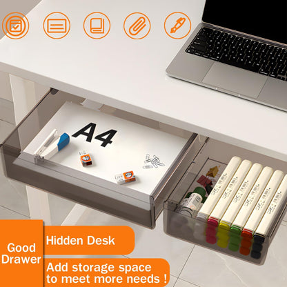 SVNNELP Under Desk Table Drawer Storage Organizer,2 Pack Large & Small Attachment Desk Drawers - Hidden Desktop Organizer,Slide out Drawer for Storage Pencil & Home Office Gadgets (S+L)