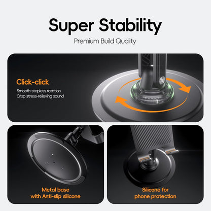 Adjustable Phone Stand for Desk, 360° Rotating Foldable Mobile Phone Holder, Sturdy Office Desk Accessories for All iPhone & Samsung Galaxy Models