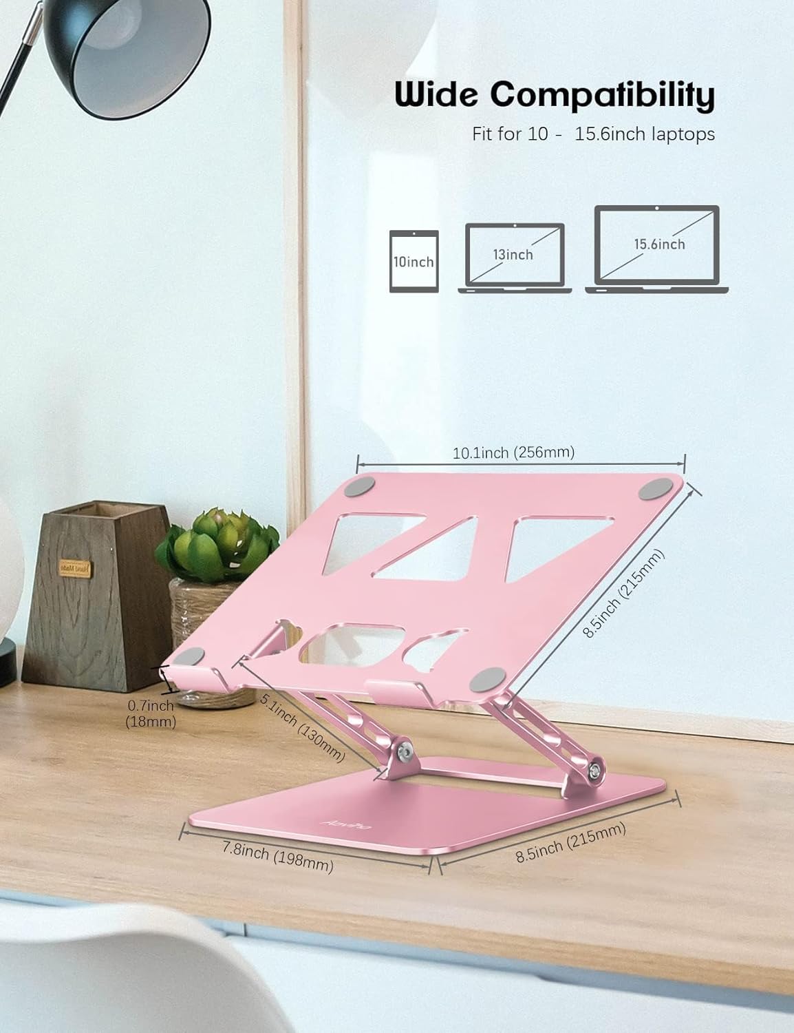 Aoviho Adjustable Laptop Stand for Desk,Portable Laptop Stand Holder and Riser,Foldable Aluminum Notebook Computer Stands for MacBook Air Pro HP Lenovo Dell Samsung Chromebook, 10-15.6 inch, Purple
