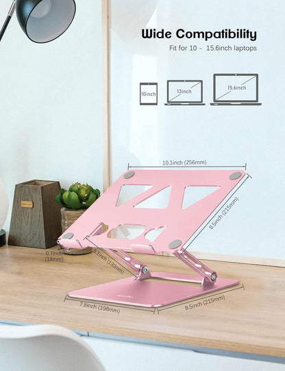 Aoviho Adjustable Laptop Stand for Desk,Portable Laptop Stand Holder and Riser,Foldable Aluminum Notebook Computer Stands for MacBook Air Pro HP Lenovo Dell Samsung Chromebook, 10-15.6 inch, Purple