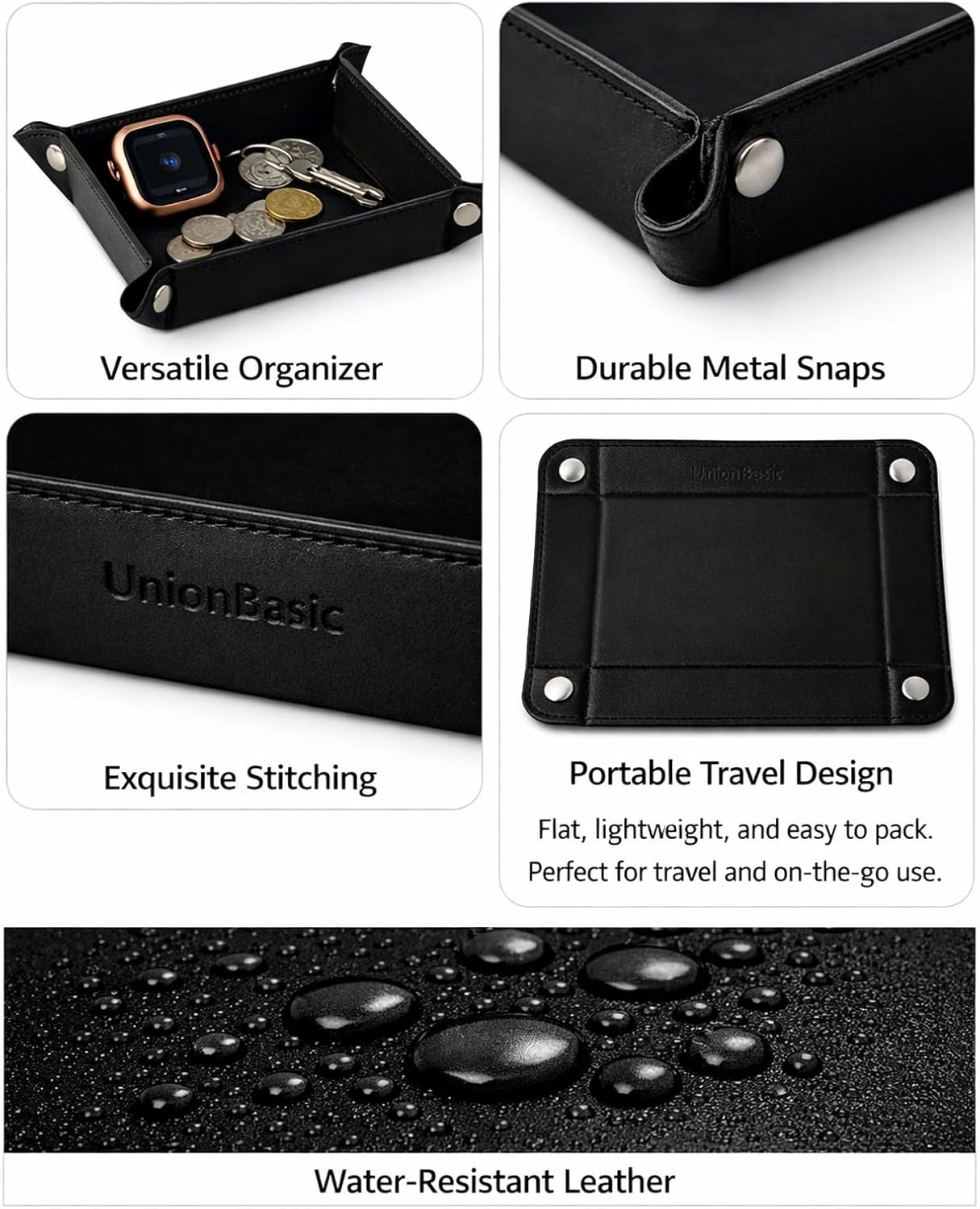 UnionBasic Medium Valet Tray, Jewelry Tray for Rings Watches Earrings, Entryway Catchall Caddy for Coins Keys Change, Nightstand Bedside Valet Holder, Trays for Electronic Gadgets, Candy Pink Plus - Colors A
