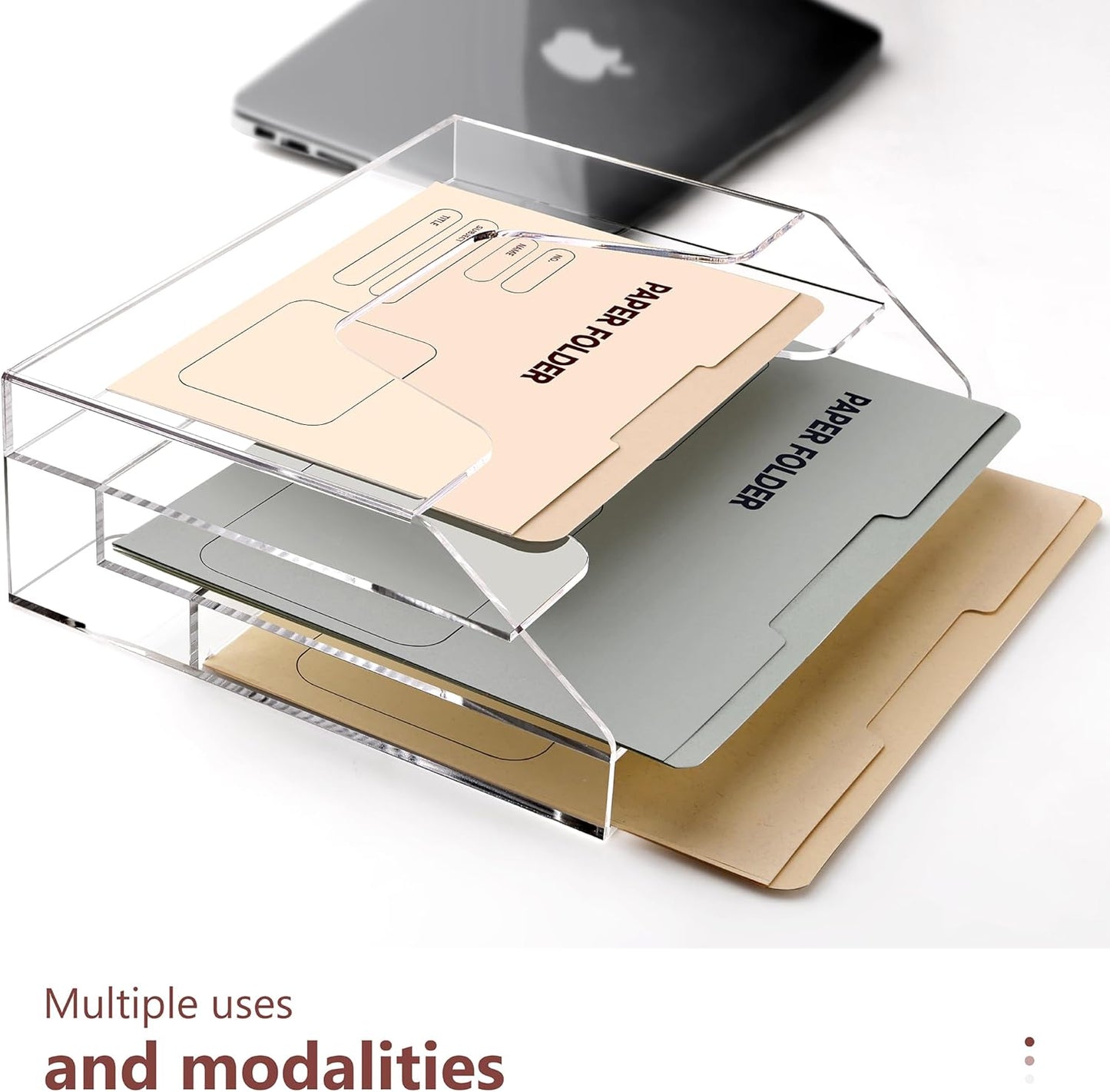 Wall Hanging File Folder Organizer for Desk, 3-Tier Acrylic Magazine Rack Wall Mount File Holder, Clear Paper Document Office Organizer - 1 Pack