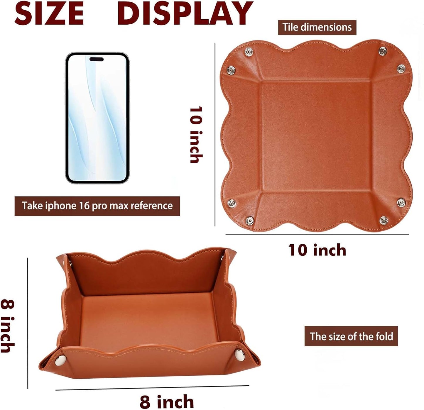 Valet Tray for Men Women 2 Pack - PU Leather Travel Catchall Tray Organizer - Desk Bedside Nightstand Storage Box for Jewelry Key Phone Remote Controller Wallet Watch Glasses Readers -White