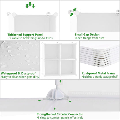 C&AHOME Cube Storage Organizer, 4-Cube Shelves Units, Closet Cabinet, DIY Plastic Modular Book Shelf Ideal for Bedroom, Living Room, Office, 24.8" L x 12.4" W x 24.8" H Milky UPCS04M