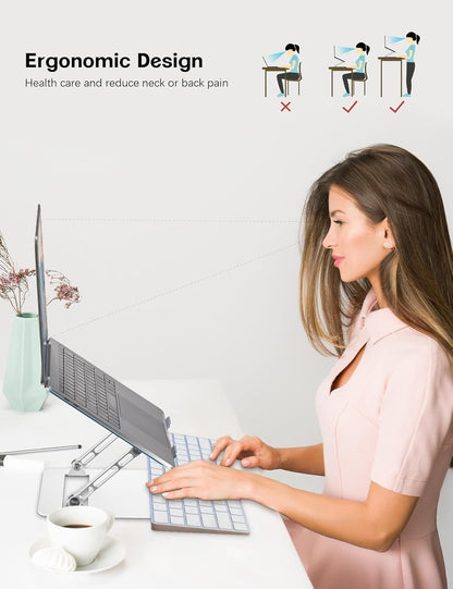 Aoviho Adjustable Laptop Stand for Desk,Portable Laptop Stand Holder and Riser,Foldable Aluminum Notebook Computer Stands for MacBook Air Pro HP Lenovo Dell Samsung Chromebook, 10-15.6 inch, Purple