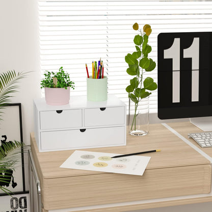 Wisuce Bamboo Desk Organizer - Mini Bamboo Desk Drawer Tabletop Cosmetic Storage Organization for Office or Home Black